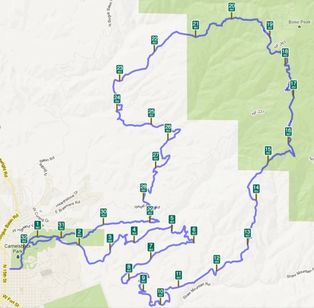 Mapped route for the Birthday Bash